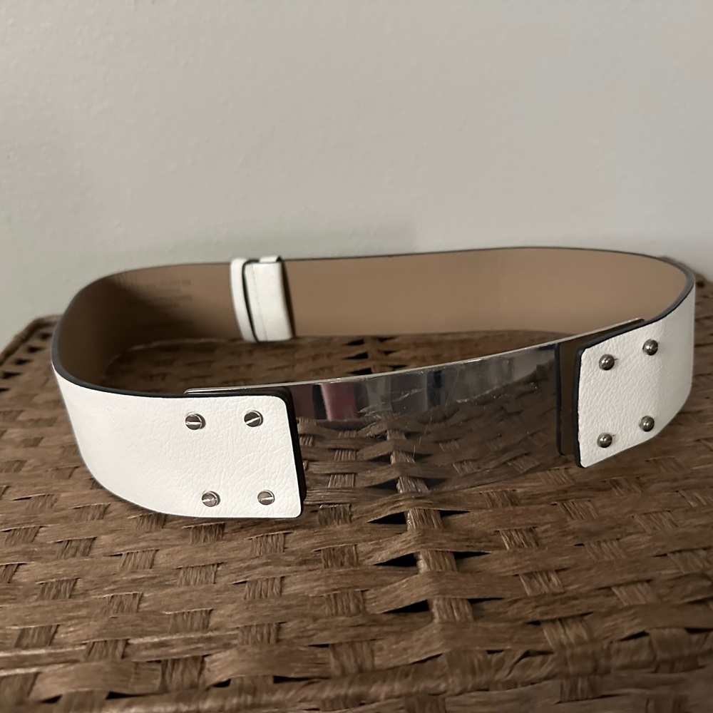 BCBGMAXAZRIA White and Silver Women's Belt